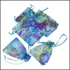 100 sztuk Blue Coral Organza Torby 13x18 CM Wedding Gift Bag Cute Candy Biżuteria Opakowanie DString Etui 310 Q2 Drop Dostawa 2021 Worzniki