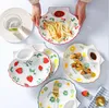 Creatieve handgeschilderde servies sets keramische plaat met azijn schotel shell vormige multifunctionele raster Dipping ontbijtplaten