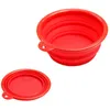 Podajniki Składany Składany Silikonowy Pies Miska Cukierki Kolor Outdoor Travel Portable Puppy Doogie Food Container Dish