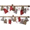 Noël calendrier de l'avent sacs ensemble 24 jours toile de jute cadeau cordon sacs bricolage décoration de noël avec clips JK2011KD