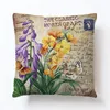 Imitation Hamp Pillow Cover Vintage DIY Färska Blommor Cartoon Leaf Pillowcases Sofas Couch Kudde Skydd Heminredning Ny 3 8ys M2