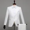 Trajes de baile para hombre, chal para hombre, solapa, blanco, negro, chaqueta de dos piezas, pantalones, traje delgado para fiesta de noche, espectáculo, actuación, traje de boda 201106