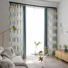 Curtain & Drapes Northern European-Style Simple Leaf Printed Linen Blend Large Print Curtains For Living Room Luxury Bedroom