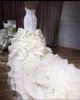 Robe de Mariee Mermaid Wedding Dresses 2022 연인 오간자 대성당 기차 주름 장식 스커트 커스텀 트럼펫 신부 가운