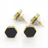 Hit Hexagon 다양 한 색상 크리스탈 스터드 귀걸이 핑크 Drusy Turquoise Lazuli Reiki Stone Earrings 여성용 귀걸이