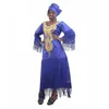Etniska kläder MD Afrikanska klänningar för kvinnliga damer Dashiki -klänning med spetsar Tassel Bazin Riche Traditionella kläder Headtie 2021 RO269S
