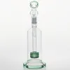 28cm Blue Green Hookahs pipes 14.4 Joint glasss bong bubbler bongs scientific pipe recycler two function dab oil rigs durable 500g Hookahs