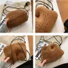 Winter Drawstring Plush Small Bucket For Women Soft Warm Faux Fur Crossbody Bag Female Simple Pure Color Fuzzy Handbag Purse Q1208