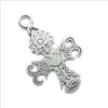 Lot 30st Big Flower Pigeon Cross Antika Silver Charms Pendants DIY Resultat för smycken gör armband Halsband Örhängen 47 * 30mm DH0858