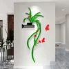 Style chinois Fleur 3D Wall Sticker Acrylique Salon Porche Décoration Murale Art Adhésif Mural Affiche Accueil Stickers Muraux 201202