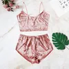 New Ladies Two-pieces Pajamas Velvet Sleepwear Sets Sexy Spaghetti Strap Shorts High Quality Pajamas Women Pajama Party Set