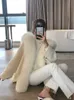 Oftbuy Casual Winter Jacket Women Natural Real Fox Fur Collar Cashmere Ullblandningar Ytterkläder Coat Streetwear Loose Cloak 201102