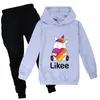 Kinderkleidungssets für Kinder, Einhorn-Kapuzenpullover, niedliche Cartoon-Oberteile + Hosen, Sportanzug für Mädchen, bequeme und leichte Jacke für Kinder