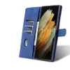 Étuis de téléphone portefeuille pour Samsung Galaxy S22 S21 Note20 Ultra Plus Pure Color Cuir de vachette Texture Cuir PU Flip Kickstand Cover Case avec fentes pour cartes
