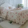 Neue Garten Blume Druck Bettwäsche Set Qualität Volle Baumwolle Rüschen Bettbezug Elegante Bettlaken Rock Typ Prinzessin Bettdecke T200706