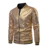 Men's Jackets Fashion Mens Sequins Long Sleeve Zip Up Jacket Outwear Club Party Sequined Coats Formal Business Stage Suit