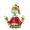 Grinch Christmas Ornaments Hanging with Date and Sign for Christmas Decorative Gift Drop 201203