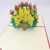 グリーティングカードお誕生日おめでとう3Dアップローズバスケットカードエンベロープポストマンポストパーティーの装飾への招待