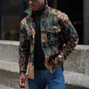 Chaqueta para hombre, ropa de abrigo con estampado Digital a la moda, abrigos abotonados con cuello vuelto de manga larga Vintage para hombre, ropa de calle informal