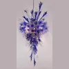 Flower Design Crystal Chandeliers Lamp Blue Art Chandelier Lighting Fixture Italy Handmade Blown Glass Pendant Light 20 by 32 Inches