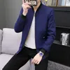 Jacket Men's Trend Spring and Autumn Pure Color Casual Korean Slim Wild Fashion Stand Collar Baseball Uniform 220301