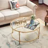 US Stock Rounda Coffee Table Gold Modren Accent Table Tempered Glass Side Table För Hem Vardagsrum Mirrored Top / Gold Frame A12