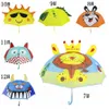 Kids Cartoon Umbrellas Animaux Imprimez Polyester Sunny Rainy Umbrella Lion Rabbit Cat suspendu à longue hale