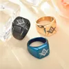 High Polished Fine Workmanship Silver Gold Blue Rostfritt Stål Mäns Freemason Kompass och Square Masonic Signet Ring Mason Lodge Smycken