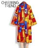 Chic ethnic style stitching woolen women's Coat winter spring printed lapel long sleeve Pop retro fashion ladies jacket 201214
