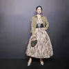 BLLOCUE Runway Women Luxury Ink Totem Forest Animal Print Cotone Gonna a pieghe a vita alta Gonne lunghe eleganti T200113