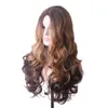Mix color curly wig WoodFestival Brown wigs Long ombre blonde wavy synthetic hair Women cosplay