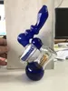 새로운 유리 봉지 더블 챔버 샤워 헤드 Perc Dab rigs 물 담뱃대 튜브 워터 파이프 품질의 제품 블루 유리 파이프