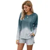 Sebowel Dip Tintura Com Capuz Loungewear Mulheres Suéter Shorts Conjunto Outono Primavera Feminino Feminino Manga Longa Tops + Drawstring Shorts Outfits T200707