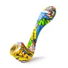 Printing Silicone Hand Pipe Tobacco Smoking Pipe with thick glass bowl for oil rig water pipes glass bongs free shipping