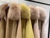 IHobby Alta Qualidade 100% Lã Mulheres Grande Fox Collar Winter casaco moda casaco de lã de lã 201218