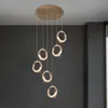 Revolving Staircase Long Pendant Lamps Postmodern Light Luxury Living Room Creative Ring Villa Duplex Dining Room Lighting