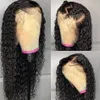 Перуанская глубокая вода волна Транспрент 13х6 кружевные передние человеческие волосы парики с детскими волосами с кудряски