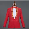 Red Sparkly Crystals Embroidery Blazers Suit Wedding Groom White Stage Chorus Men Dresses Singer Host 2-Piece Set Costume 201109
