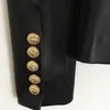 Nouveaux design d'hiver d'hiver blazer veste pour femme boutons métalliques de métal à double boutonnage Blazer en cuir Synthétique à double boutonnage Blazat 201023