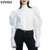 Women's Blouses & Shirts Elegant Office Casual Long Sleeve Tops 2021 VONDA Women Puff Sexy Party Work Blouse Femininas Plus Size1
