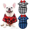 Soft Casual Dog Plaid Koszula Bawełna Delikatne Zachodnie Koszule Dog Odzież Zwierzęta Ubrania i Ślubny Krawat Dla Małych Psy French Buldog Pudel Pomorskie Hurtownie A260