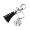 Cartoon Owl Glass Cabochon Keychain Tassel Tassel Titulares de anel Bolsa Hang Fashion Jewelry Will and Sandy
