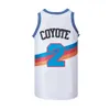 Basketbol Filmi 2 Coyote Film Jersey X Looney Tunes Wile spor hayranları için kamp hiphop saf pamuk hip hop nakış ve dikişli mavi kırmızı beyaz renk yüksek kalite