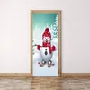 Juldekorationer 3d dörrklistermärke för vardagsrum Sovrum PVC Vattentät tapet DIY Renovering Limdörrar Julprydnader