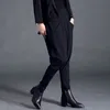 [EAM] Nouveau printemps automne taille haute élastique noir poche fendue loisirs lâche sarouel femme pantalon mode JS499 201031