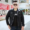 Plus tamaño 7xl 8xl primavera otoño hombres jeans negros chaquetas hip hop streetwear casual moda hombres elasticidad sólido denim abrigo 201127