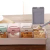 Wheat Straw Seasoning Spice Box Cooking Utensils Storage Container Condiment Can Jars Cruet With Cover And Spoon Kitchen Tools