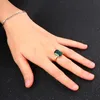 Natural Emerald Ring Zircon Diamond Rings for Women Engagement Wedding Rings with Green Gemstone Ring 14K Rose Gold Fine SMEWELLY Y314I