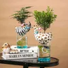 Hars Dierlijke Hoofdvaas met Aquarium Bubble Natuurlijke Cactus Succulente Planten Bloempotten Decoratie Zebra Giraffe Creatieve Craft 211222