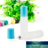 10ML Scrub Glass Bottle Stainless Steel Roller Ball Solid Color Cover Glass Essential Oil Bottle Refillable Perfume Bottle